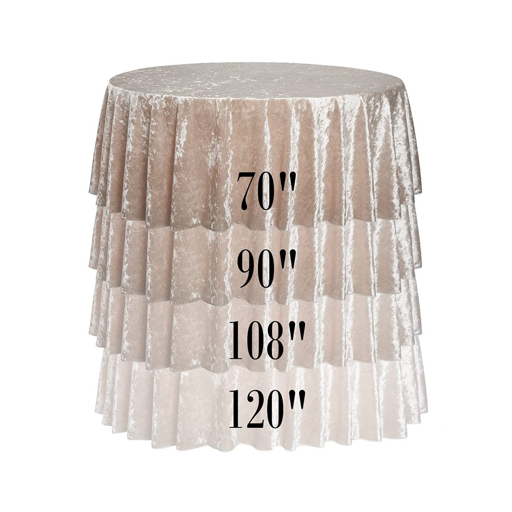 2024 High Quality Banquet Party Event Reusable Table Cloth Cover Decor Champagne Wedding Party Crushed Velvet Round Tablecloth