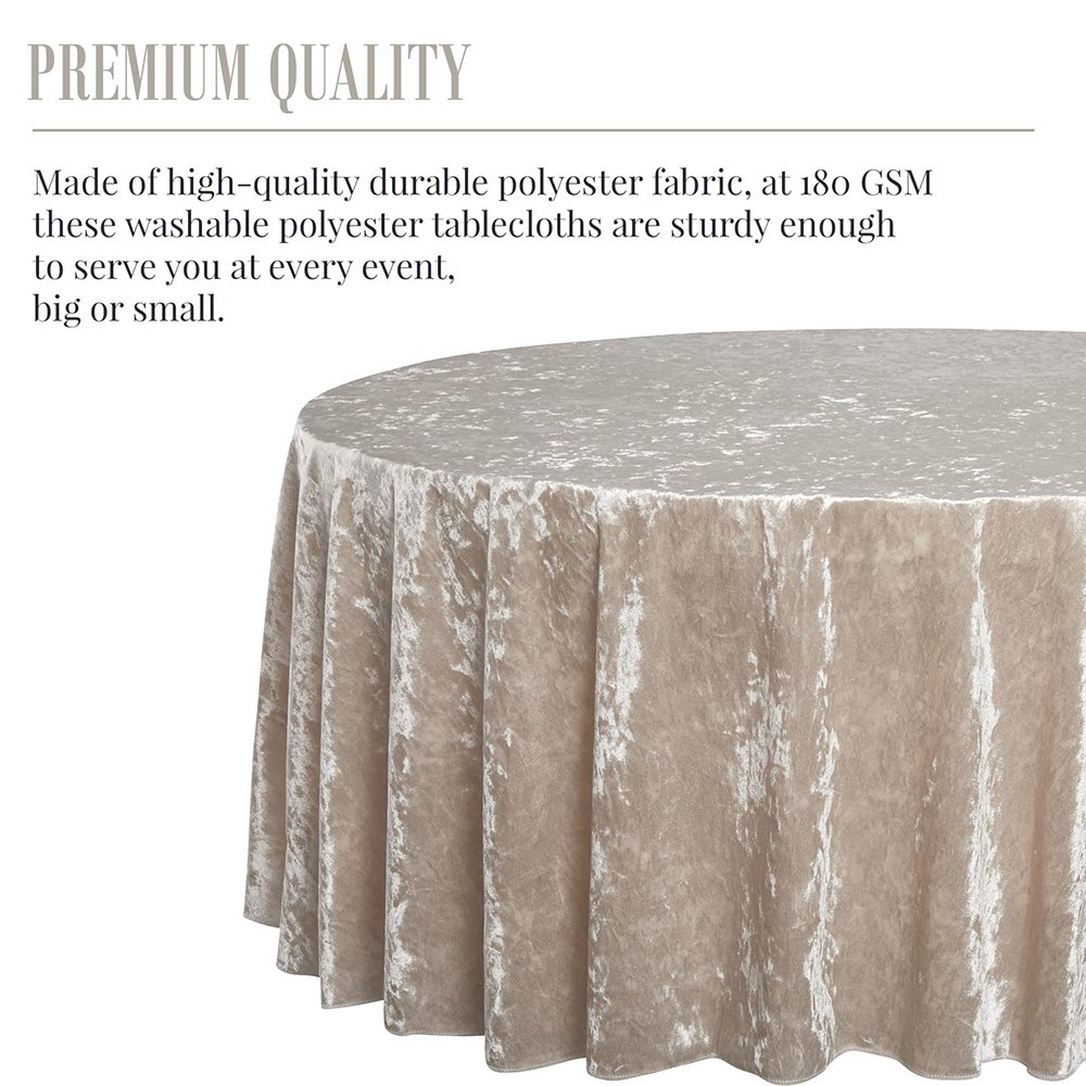 2024 High Quality Banquet Party Event Reusable Table Cloth Cover Decor Champagne Wedding Party Crushed Velvet Round Tablecloth