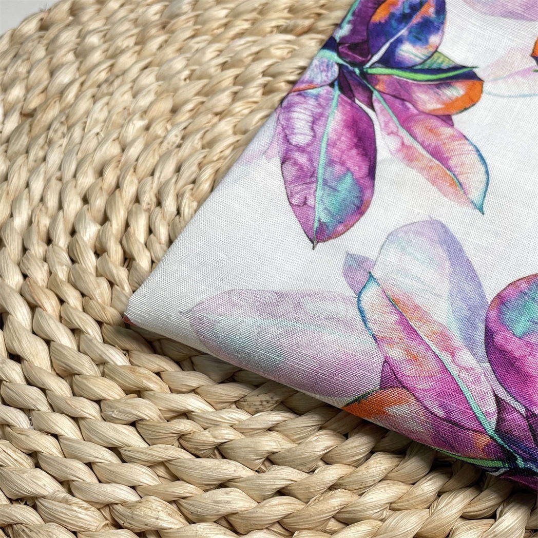 Customized Service Floral Digital Printed 100% Linen Viscose Fabric Woven Linen Clothing For Women Fabric