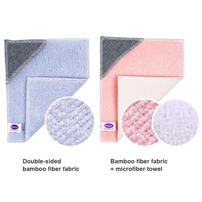 Household Dishes Kitchen Towel bamboo fiber Cleaning Cloth Non-scraft Scrubber Hot Sale Factory Wholesale