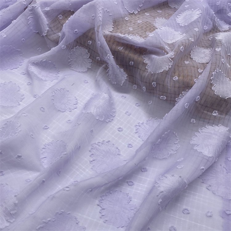 Factory sale tulle fabric wholesale 100% polyester jacquard chiffon pure colour fabric for Women's clothing fabric
