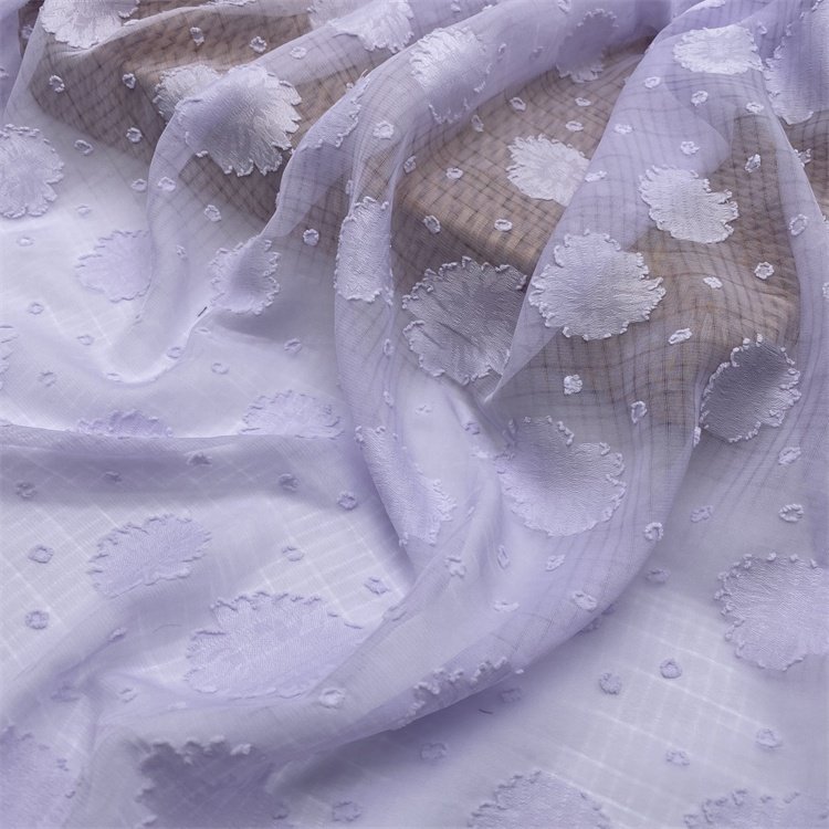 Factory sale tulle fabric wholesale 100% polyester jacquard chiffon pure colour fabric for Women's clothing fabric