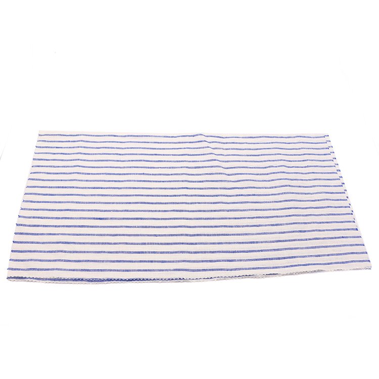 100% linen blue and white stripe yarn dyed fabric