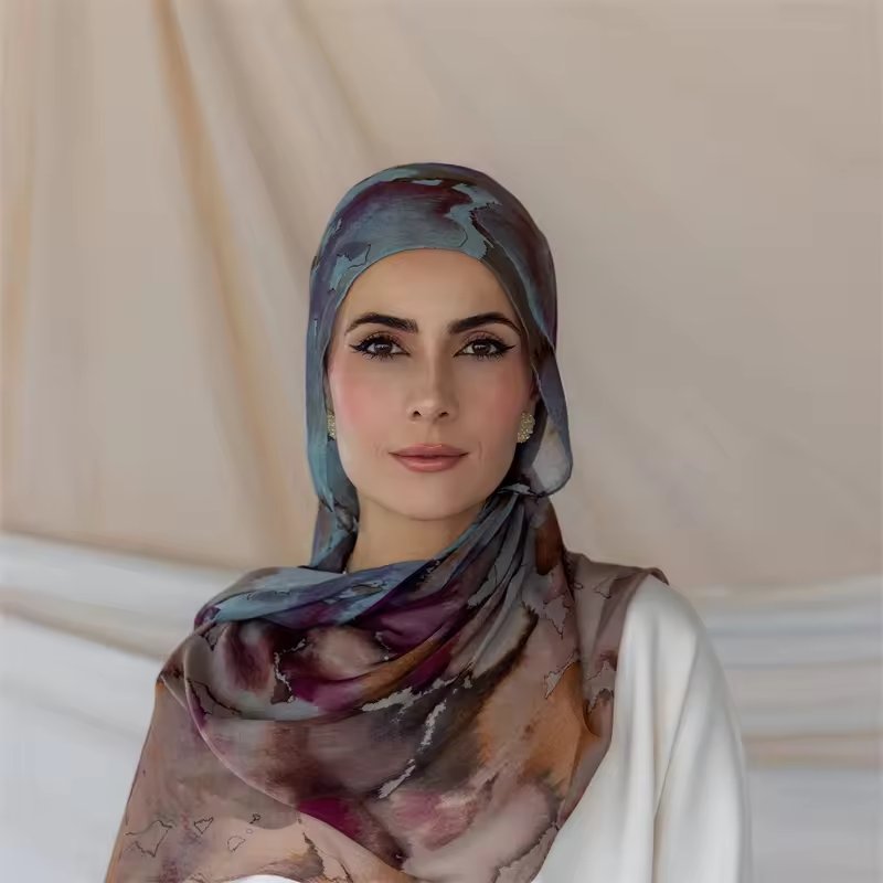 The latest fabric Modal print breathable Bamboo fiber cotton Modal print Muslim women's headscarf Hijab with hat cap