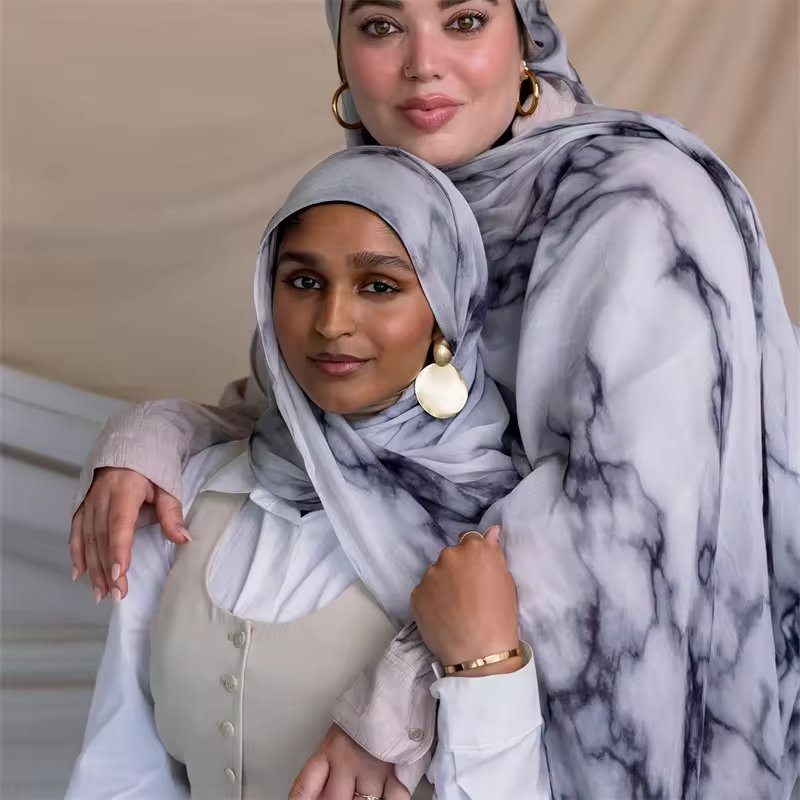 The latest fabric Modal print breathable Bamboo fiber cotton Modal print Muslim women's headscarf Hijab with hat cap