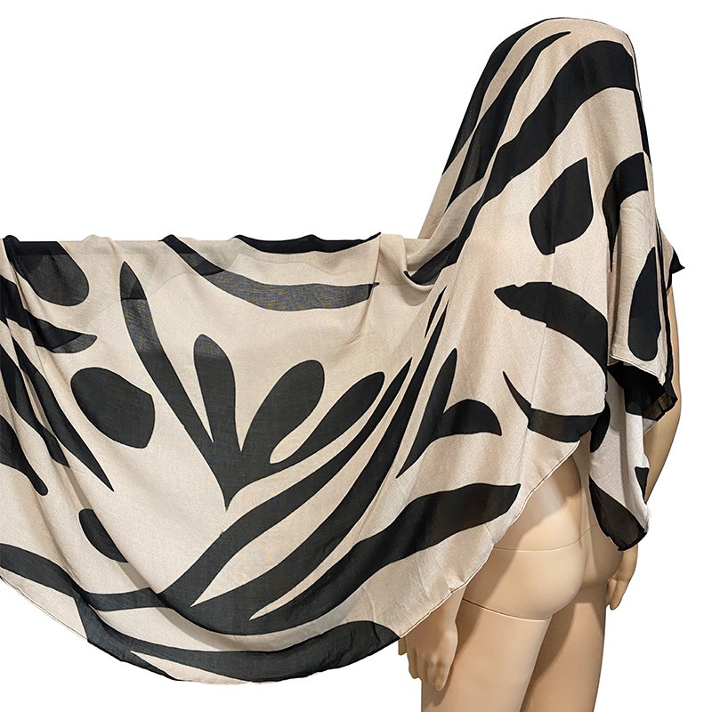 The latest fabric Modal print breathable Bamboo fiber cotton Modal print Muslim women's headscarf Hijab with hat cap