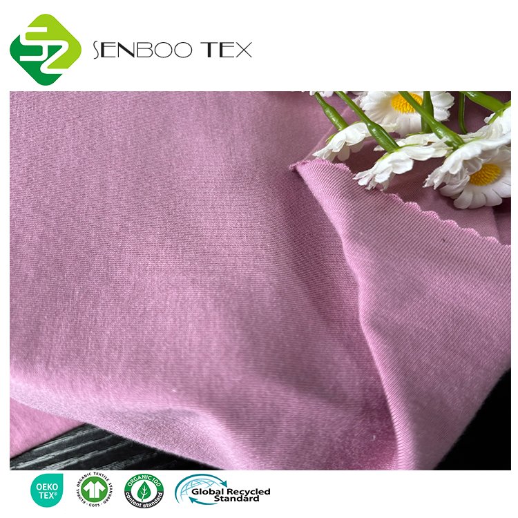 Super Cozy 28.5% Organic Cotton 66.5% Viscose Bamboo 5% Spandex Jersey Fabric Women's Sleepwear Jumpsuit Girls' Shirt-Knitted