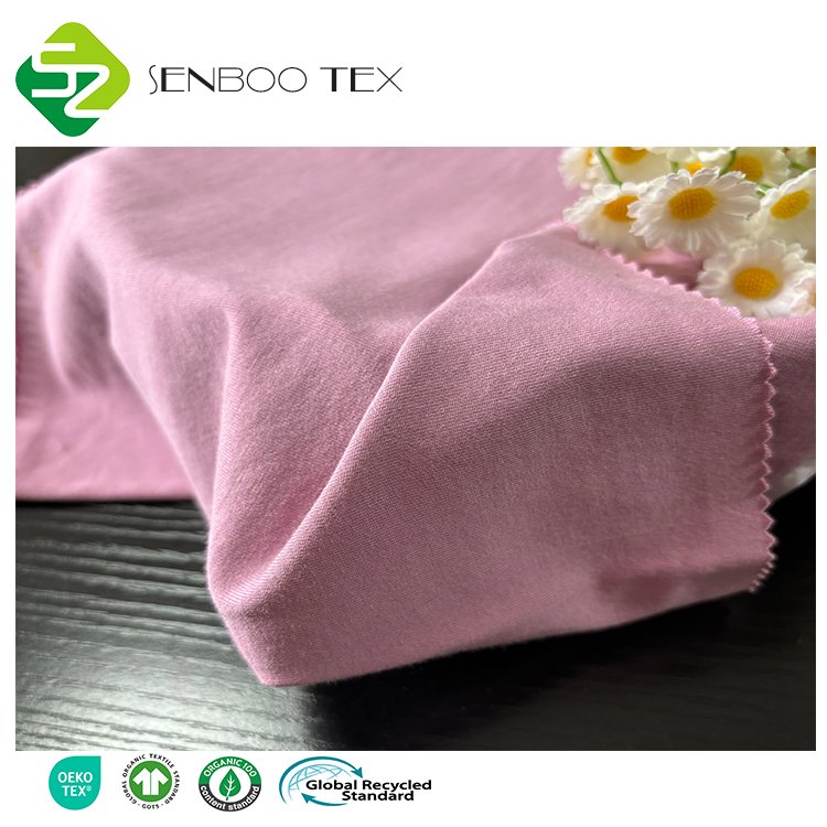 Super Cozy 28.5% Organic Cotton 66.5% Viscose Bamboo 5% Spandex Jersey Fabric Women's Sleepwear Jumpsuit Girls' Shirt-Knitted