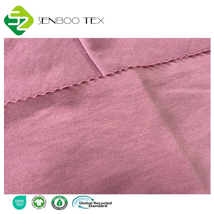 Super Cozy 28.5% Organic Cotton 66.5% Viscose Bamboo 5% Spandex Jersey Fabric Women's Sleepwear Jumpsuit Girls' Shirt-Knitted