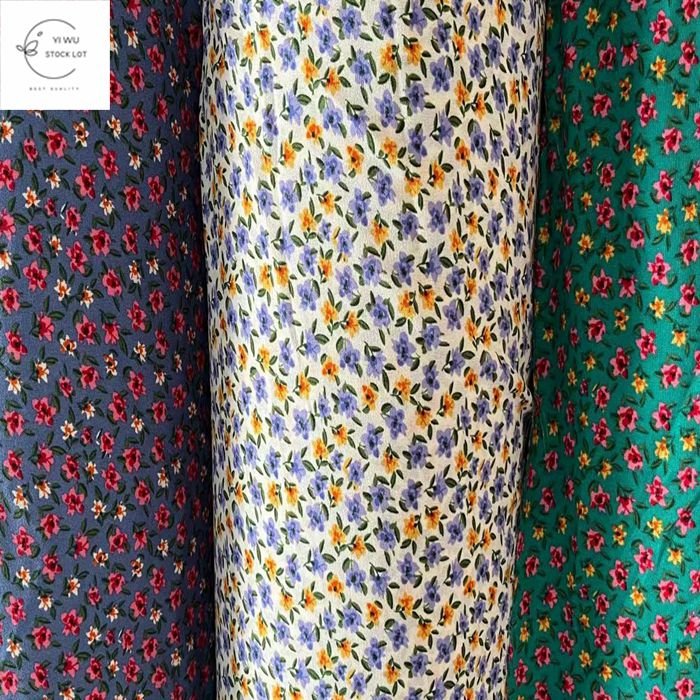 Hot selling high quality gradient chiffon pearl floral print fabric stock lot clothing