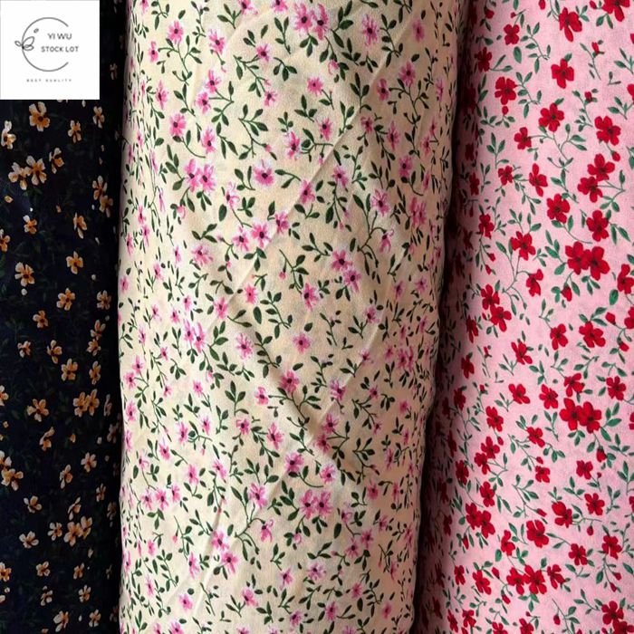 Hot selling high quality gradient chiffon pearl floral print fabric stock lot clothing