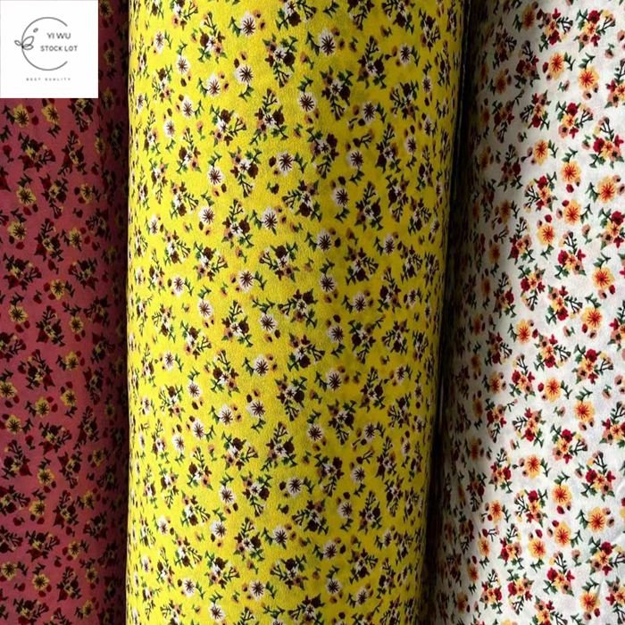 Hot selling high quality gradient chiffon pearl floral print fabric stock lot clothing