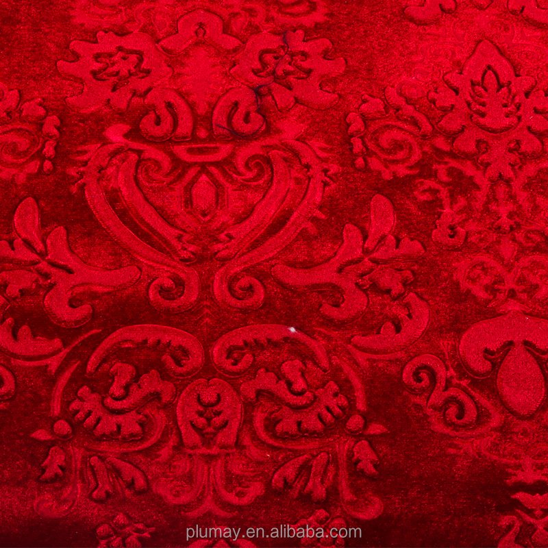 velvet fabric 95% Polyester 5% Spandex furniture 3d embossed New printing Chinese style flower design for sofa clothing textile