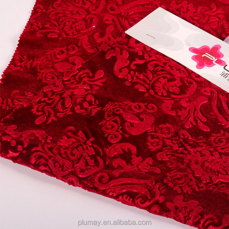 velvet fabric 95% Polyester 5% Spandex furniture 3d embossed New printing Chinese style flower design for sofa clothing textile
