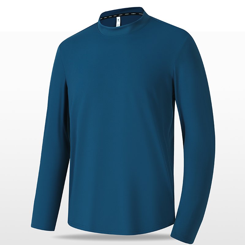 OEM/ODM High Quality Cotton Spandex Men's Long Sleeve T-Shirt High Neck Oversized Fit Custom Logo Solid Knitted Clothing Gym Use