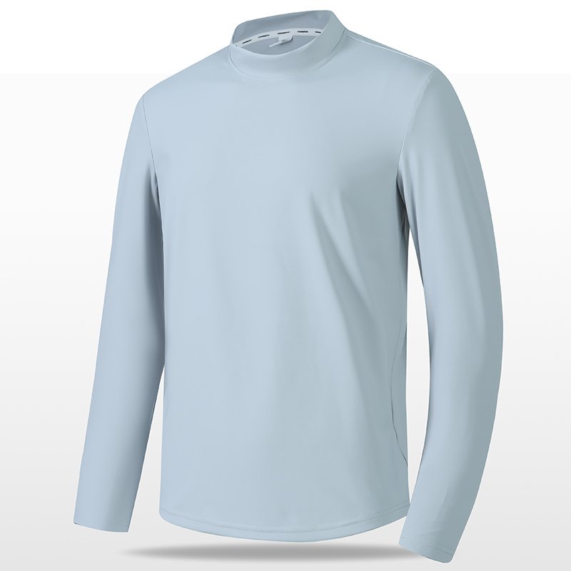 OEM/ODM High Quality Cotton Spandex Men's Long Sleeve T-Shirt High Neck Oversized Fit Custom Logo Solid Knitted Clothing Gym Use