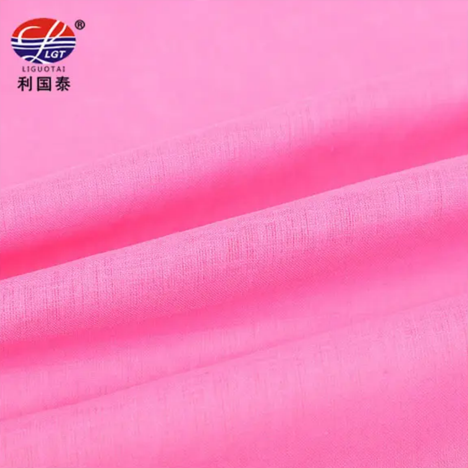 custom color 90gsm Stone washed Soft yarn Dyed 55% Linen 45% Cotton blend Fabric textured cotton linen fabric