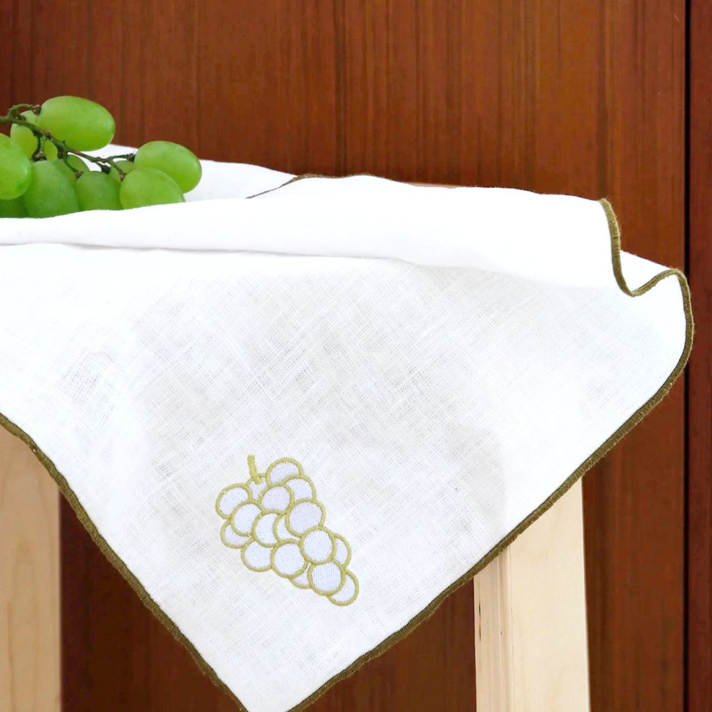 French Luxury Flax Embroidered pure Linen napkins for wedding natural organic fabric OEKO-Tex Cotton Linen napkin placemat