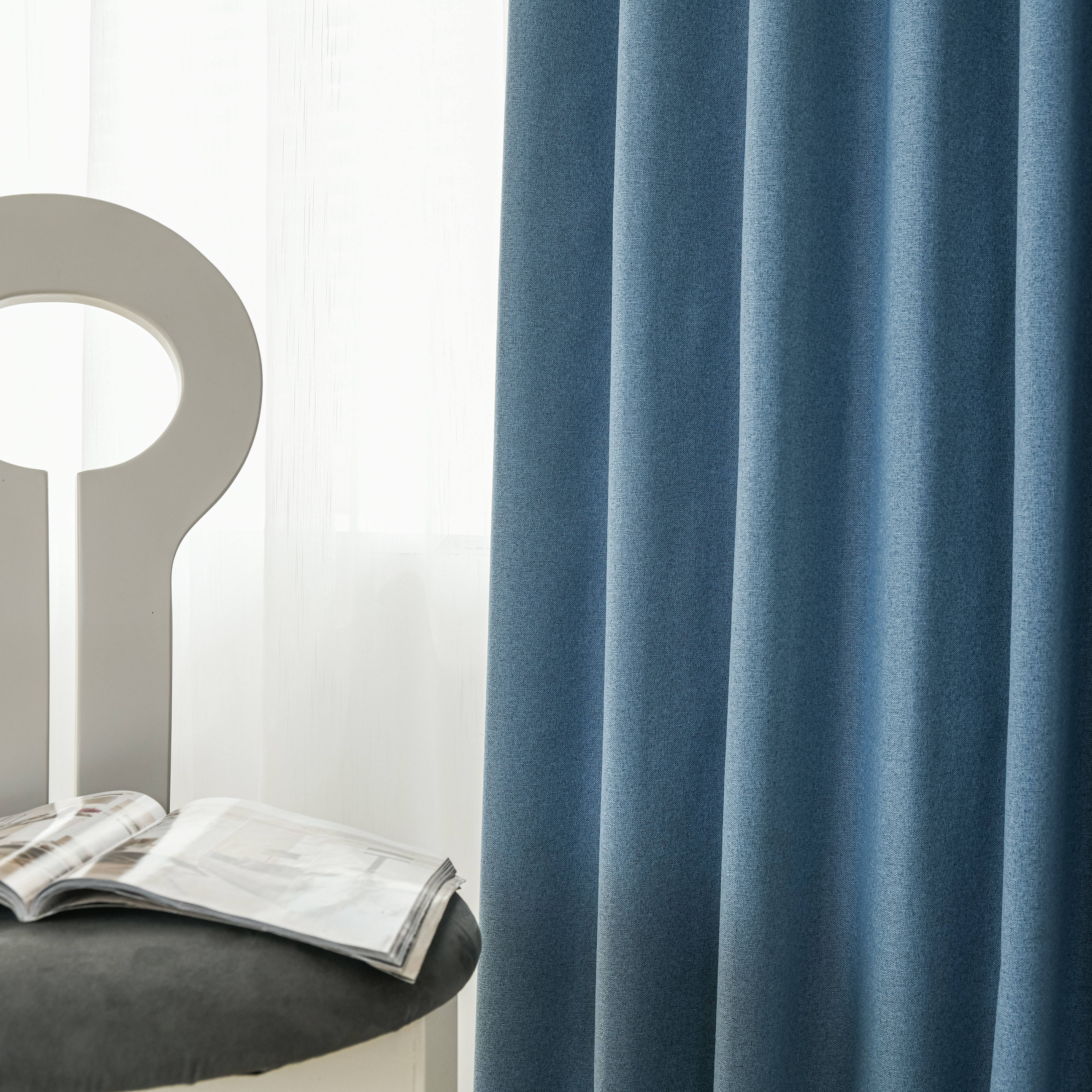 Leading Factory's 110\" Inch 280cm Width Linen Style Full Blackout TPU Laminated Curtain Fabric 100% Polyester Woven Plain
