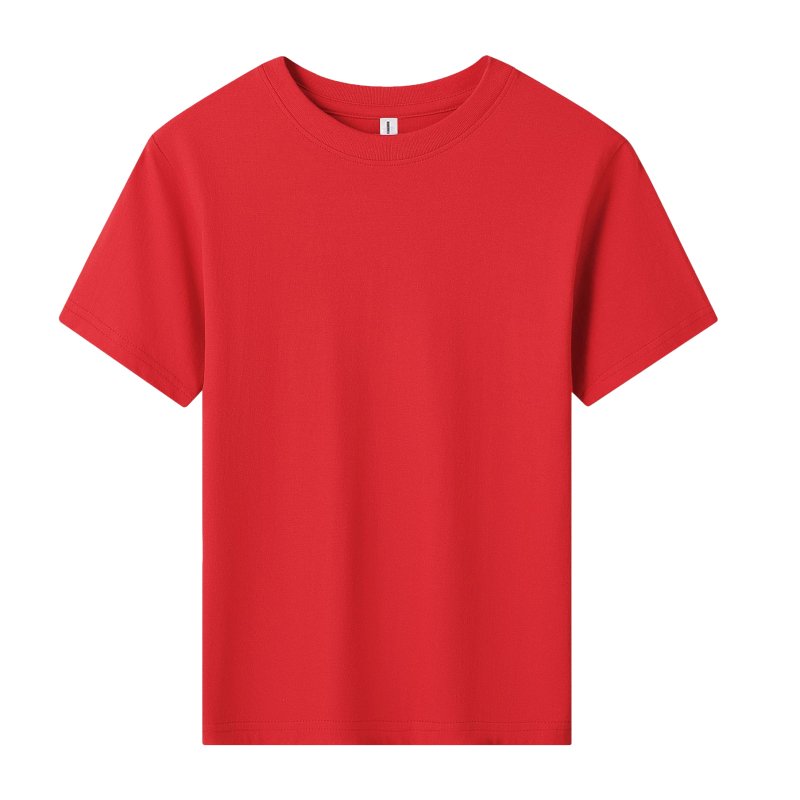 HMY Unisex Kids' O-Neck T-Shirt Solid Casual Loose Fit with Customizable Blank Design Short Sleeves Printed Jersey Fabric