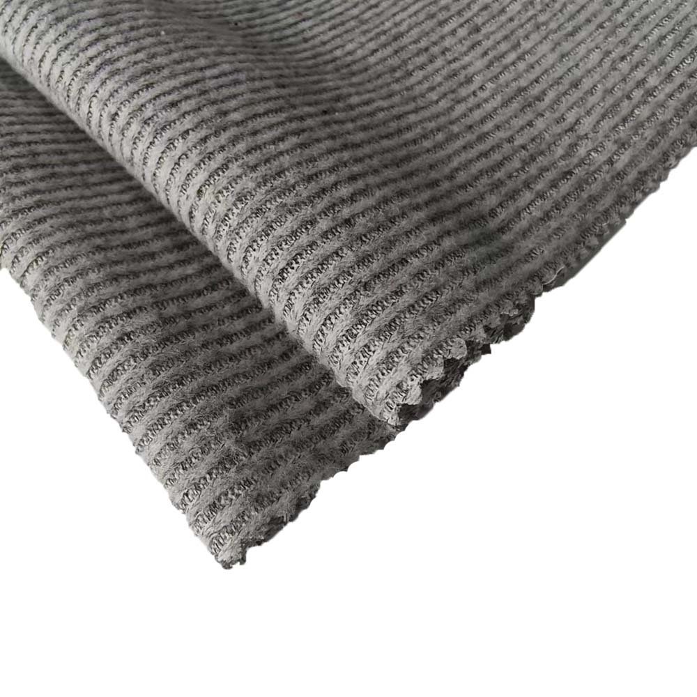 Hot sale OEM/ODM 2*2 soft melange RIB polyester spandex fleece Rib knitted Fabric Fashion Woman
