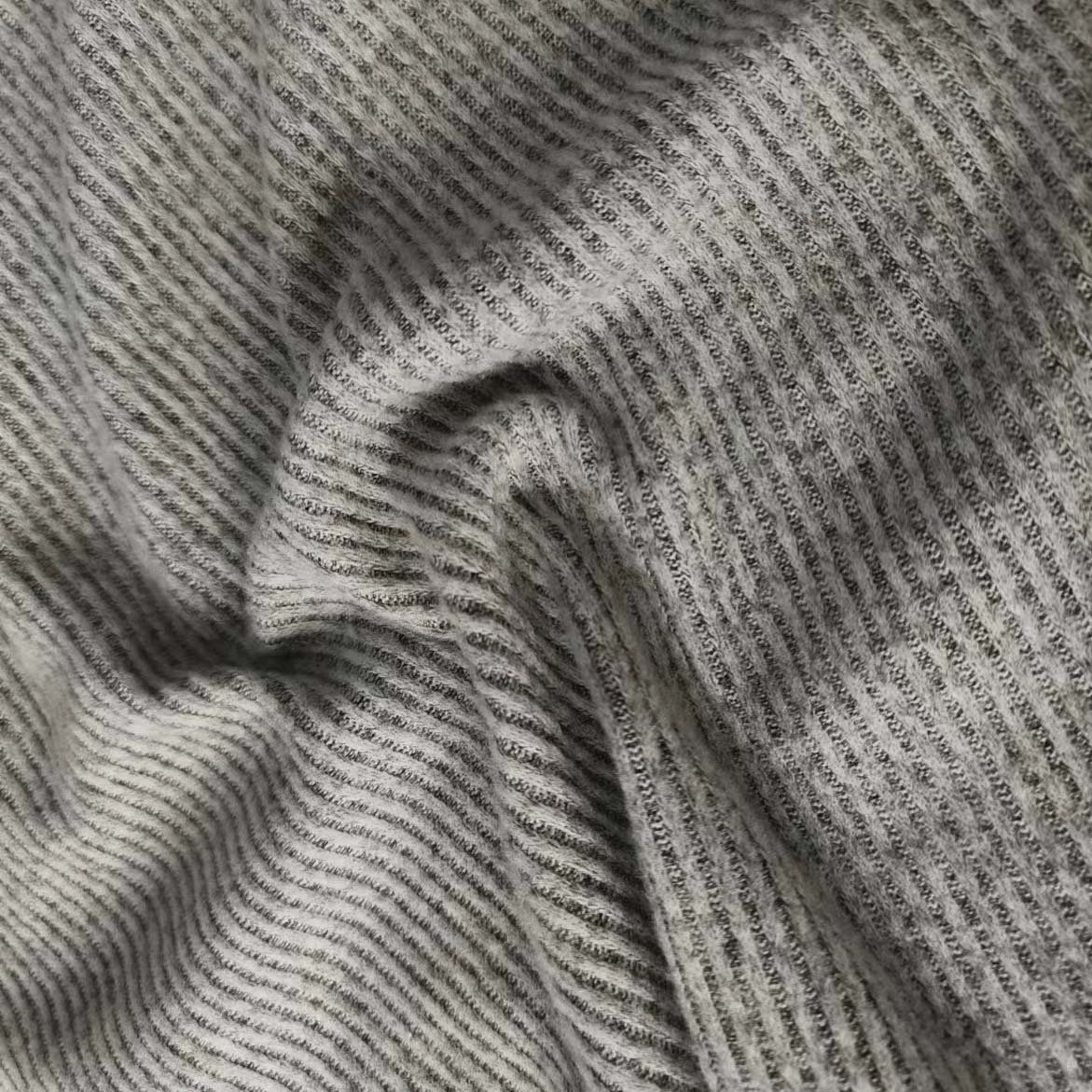 Hot sale OEM/ODM 2*2 soft melange RIB polyester spandex fleece Rib knitted Fabric Fashion Woman