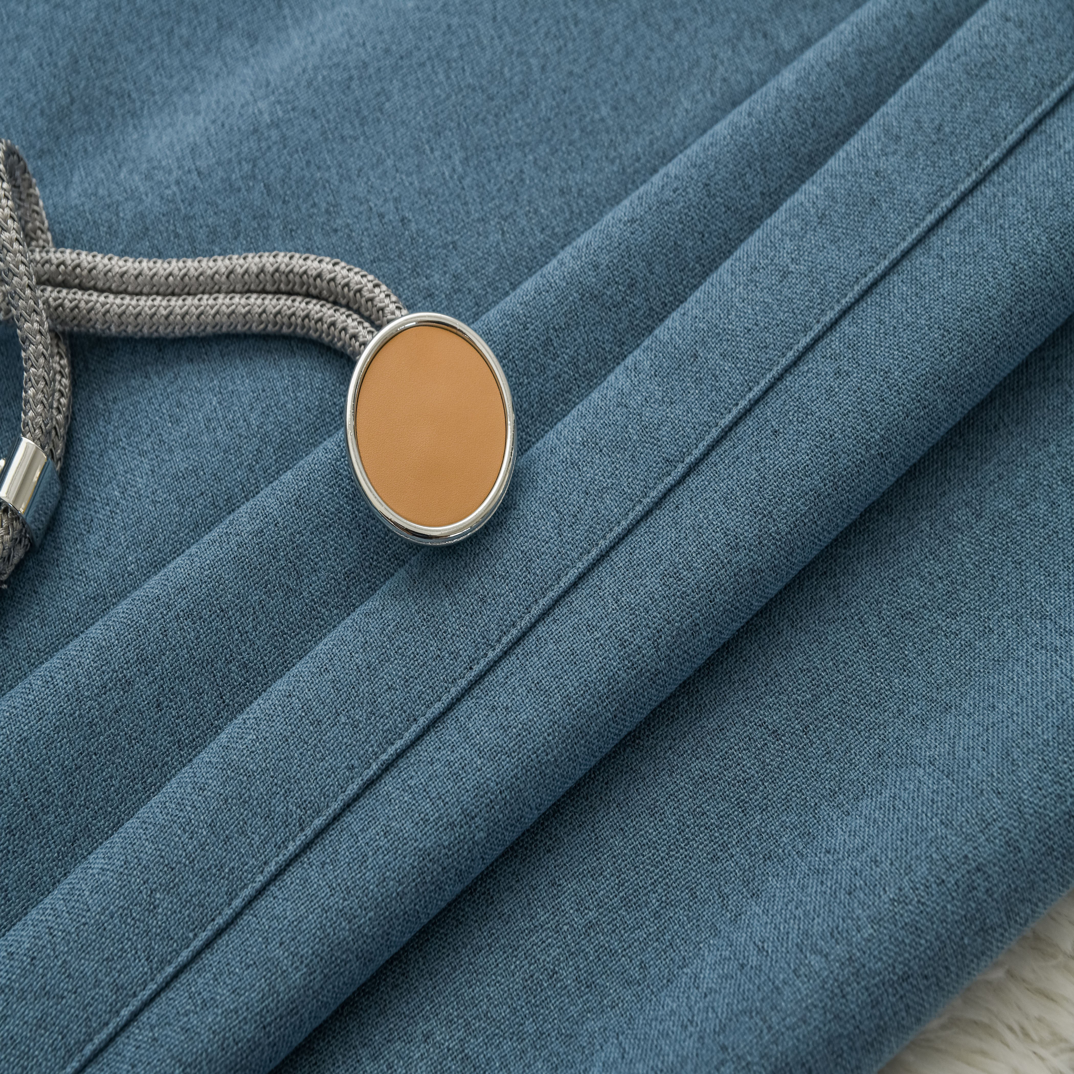 Factory direct sell Double sided Cotton like linen fabric blackout curtain for living room ready made smart curtain 99% blackout