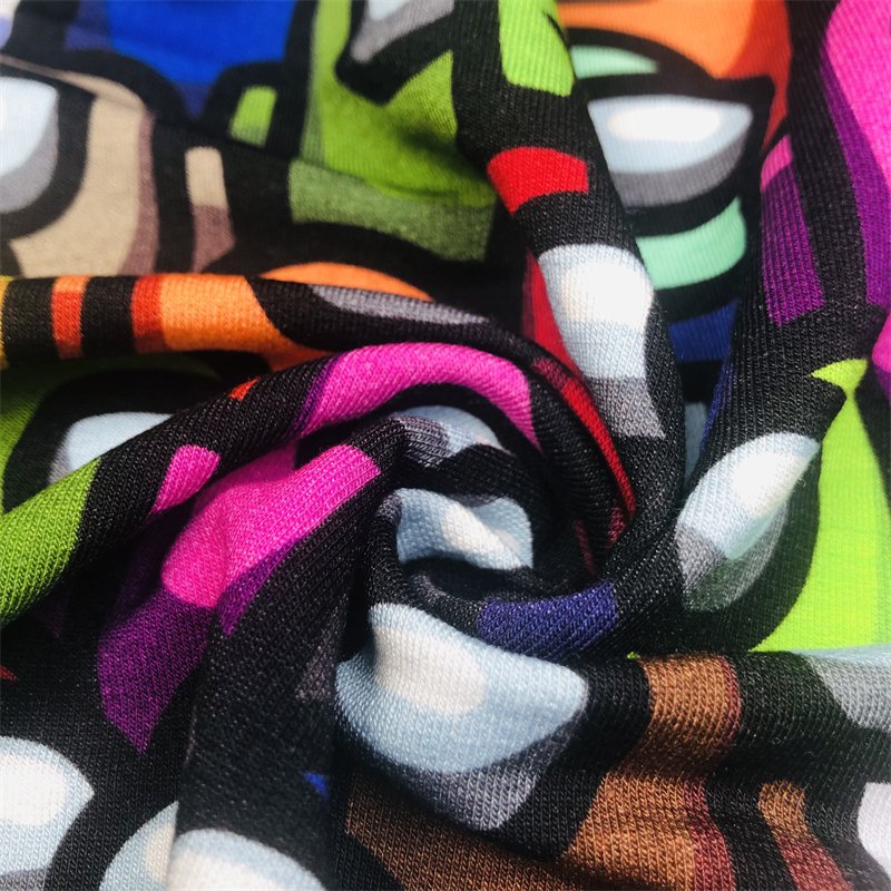 High Quality Stretch Bamboo French Terry Fabric Custom Digital Printed 95% Bamboo 5% Spandex Fabric For Shirt