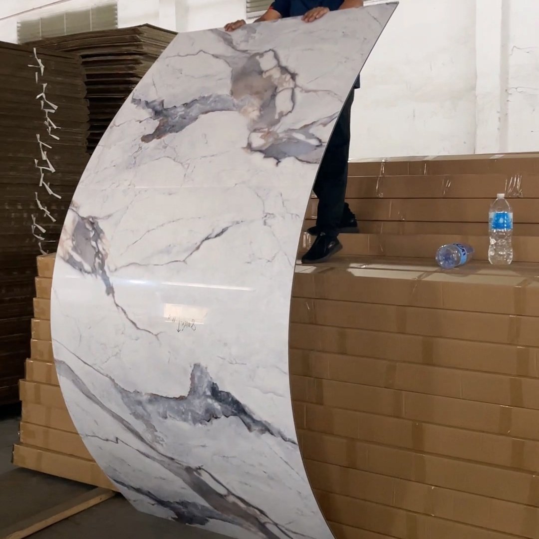 1.2m Carbon Rock Board Eco-friendly High Glossy Marble Seamless Flexible Bamboo Fiber Wall Sheet for Interior Decoration