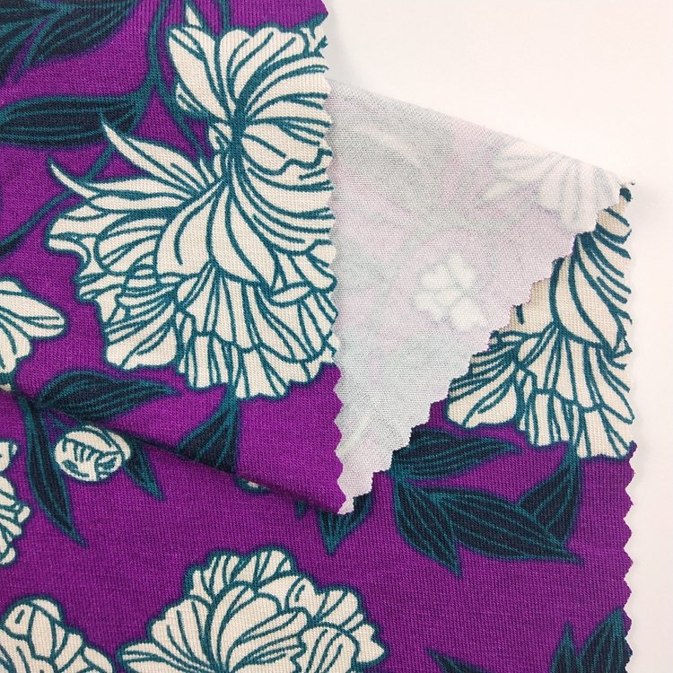 Organic 95 bamboo 5% spandex big flower print jersey knit fabric wholesale
