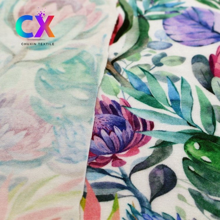 Custom design soft big chrysanthemum floral digital print bamboo fabric knit jersey wholesale for garments
