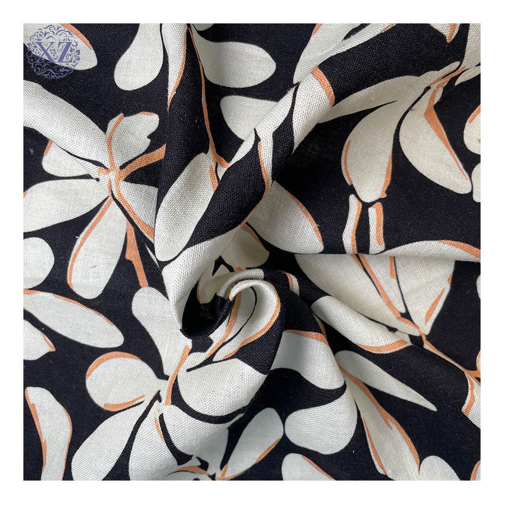 Bulk Wholesale Breathable Woven Printing Floral Viscose Custom Linen Fabric Fabrics For Clothing Linen