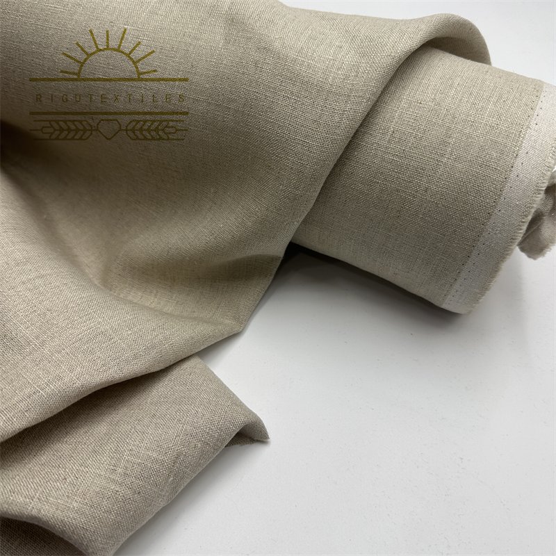RIGU Textiles 101# Hot Sale Product Natural Linen Plain 100%linen Fabric 200gsm Flax Fabric For Women Loose Casual Clothing