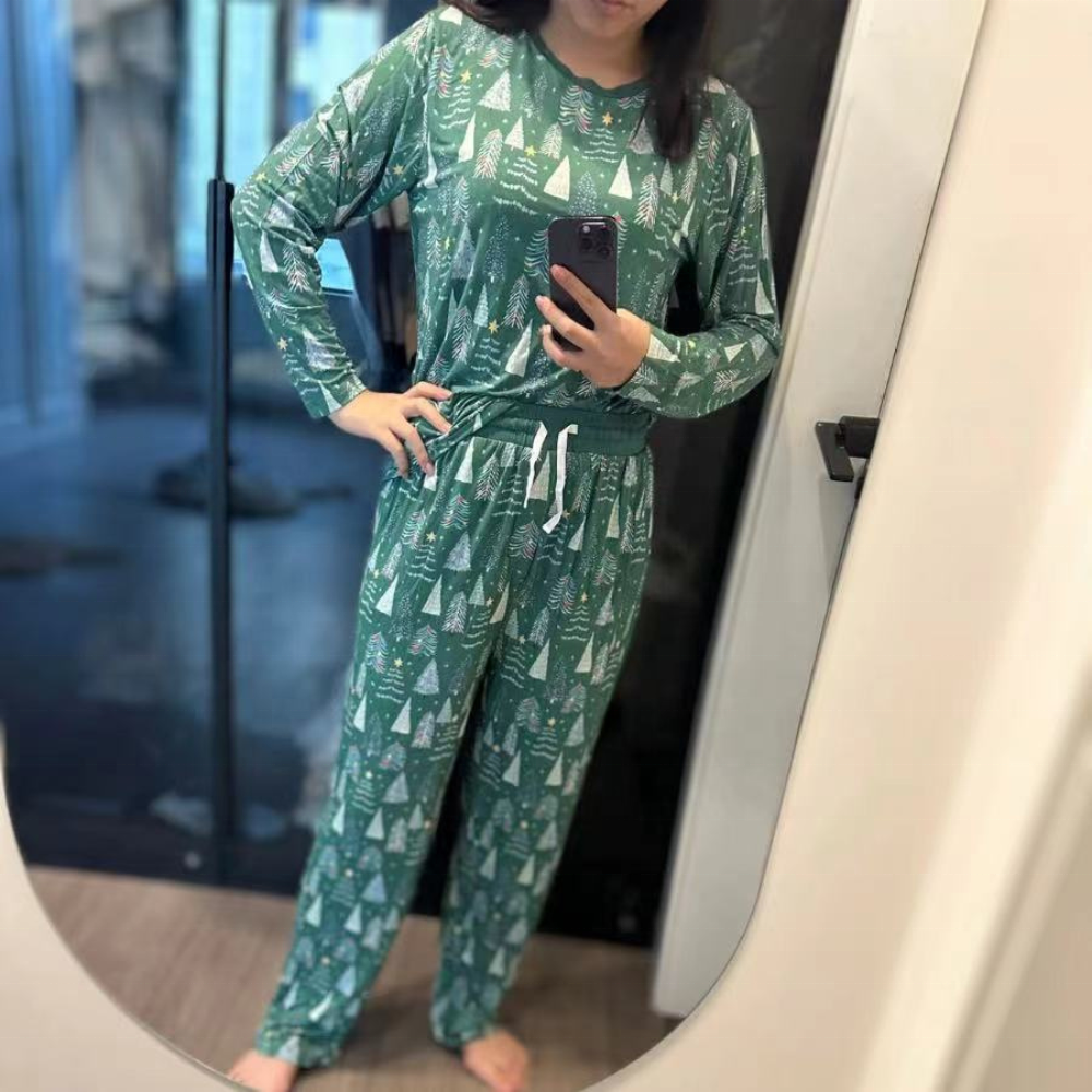 KERUI 2024 Adult Bamboo Fiber Pajamas Fashion Set Sleepwear Night Suit For Lady Clothes Two Piece Pajamas Set Quick Dry