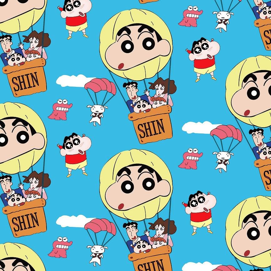 The factory outlet japanese crayon shin chan cartoon design custom digital printed original bamboo fiber fabric for garment