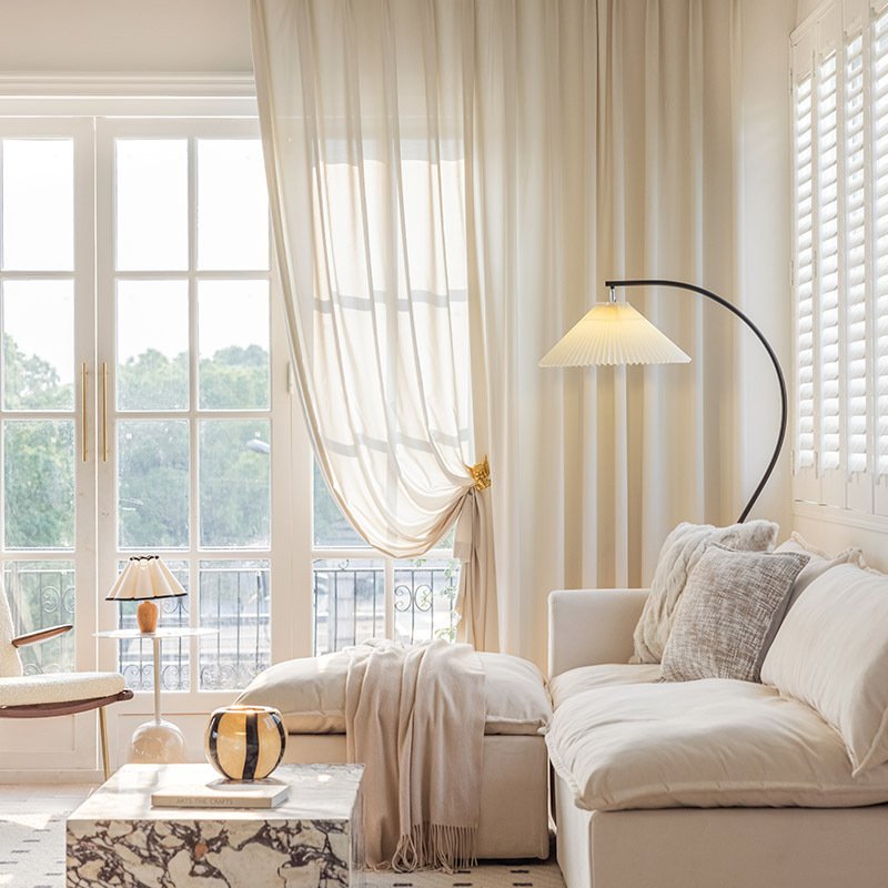 custom size Rideaux de laine pour la maison modern design Japan sheer curtain linen solid color home gauze curtain