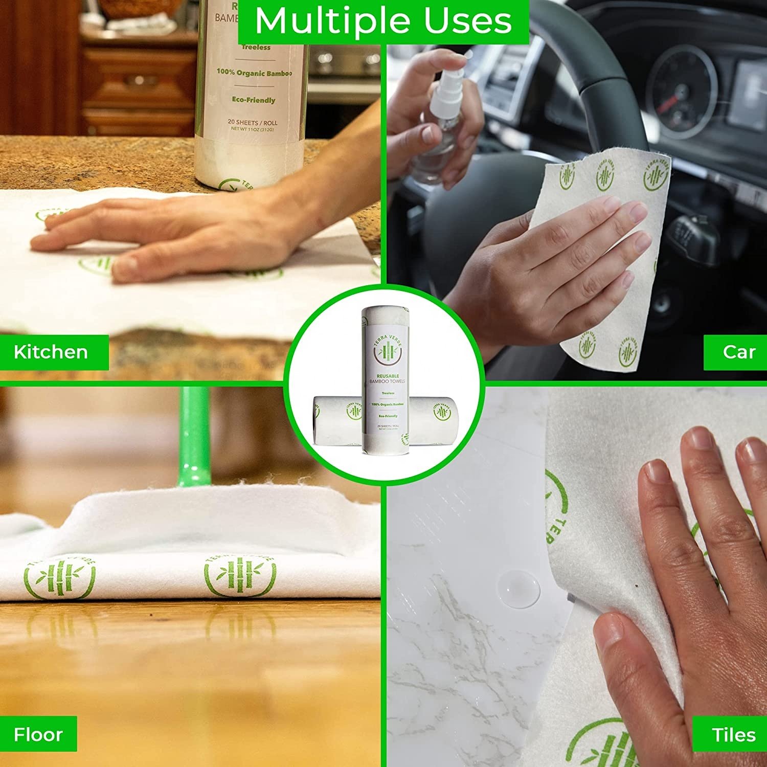 Bamboo Reusable Kitchen Paper Towels Oil absorbent White Bamboo Fiber Dishcloth Cleaning Rags