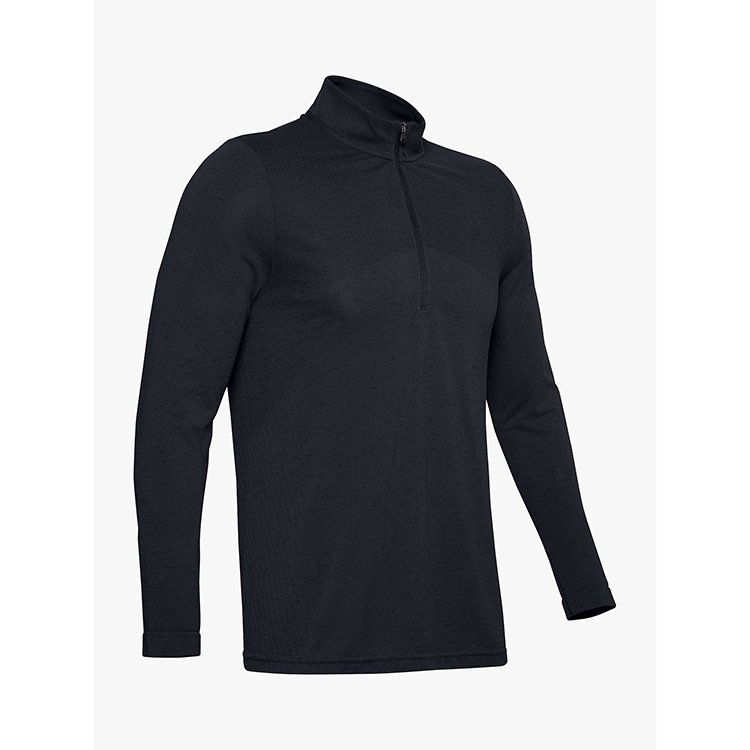 Bamboo Fabric Long Sleeve Black T-Shirt Men Seamless Half Zip Training Top T Shirt