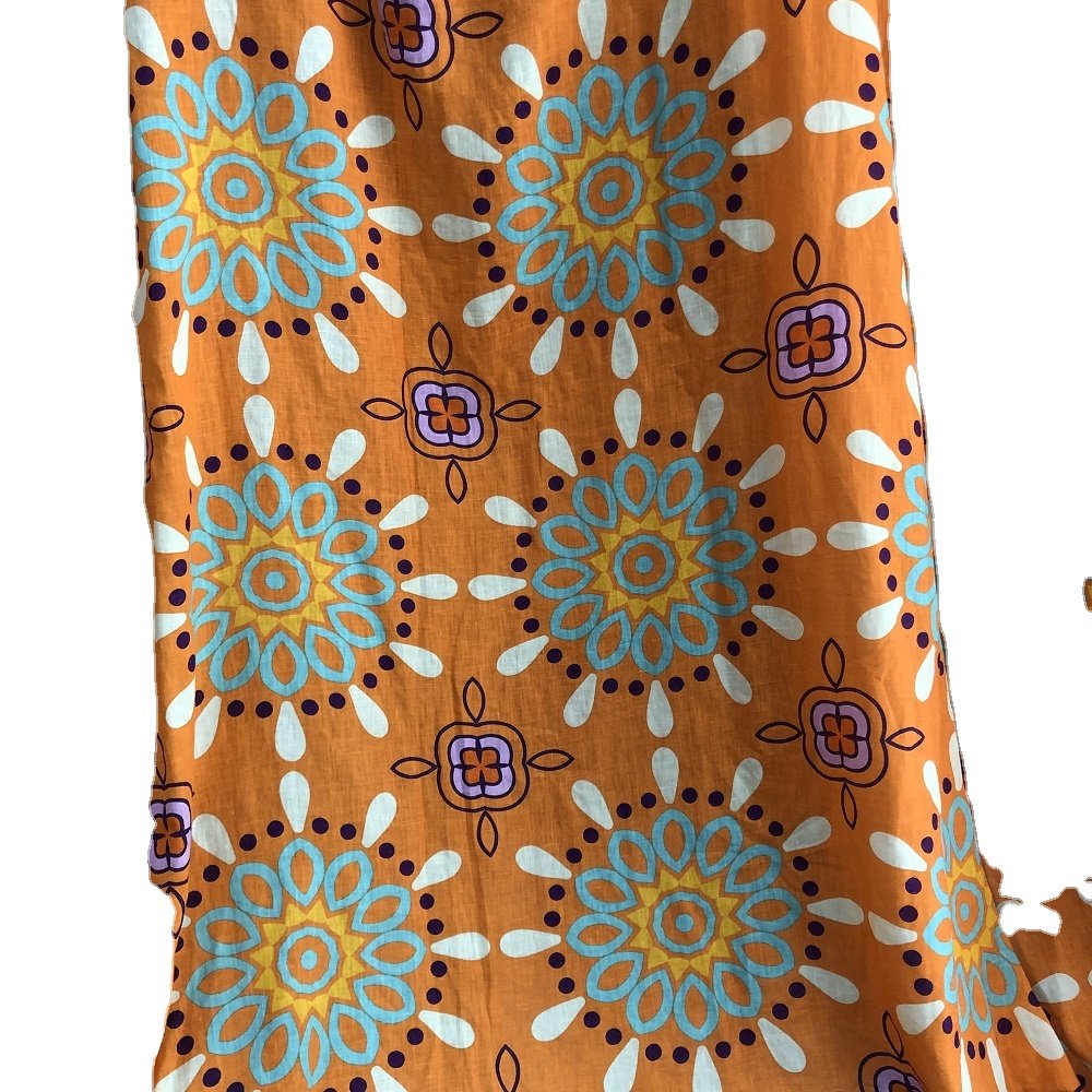 280cm Digital Printing wide width Flax Natural Crepe Plain Reactive Dyed Bedding Curtain and Table Cloth Linen Fabric