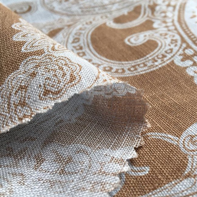 Oeko-Tex Standard 100 and 100% linen printed fabric with woven technics for dress