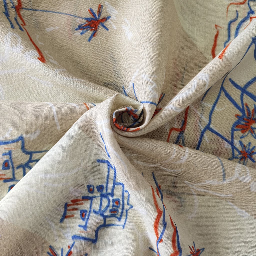 2024 New French Fabric Organic Wholesale Garments Digital Print Linen Printed Rayon Fabric For Kids Clothes
