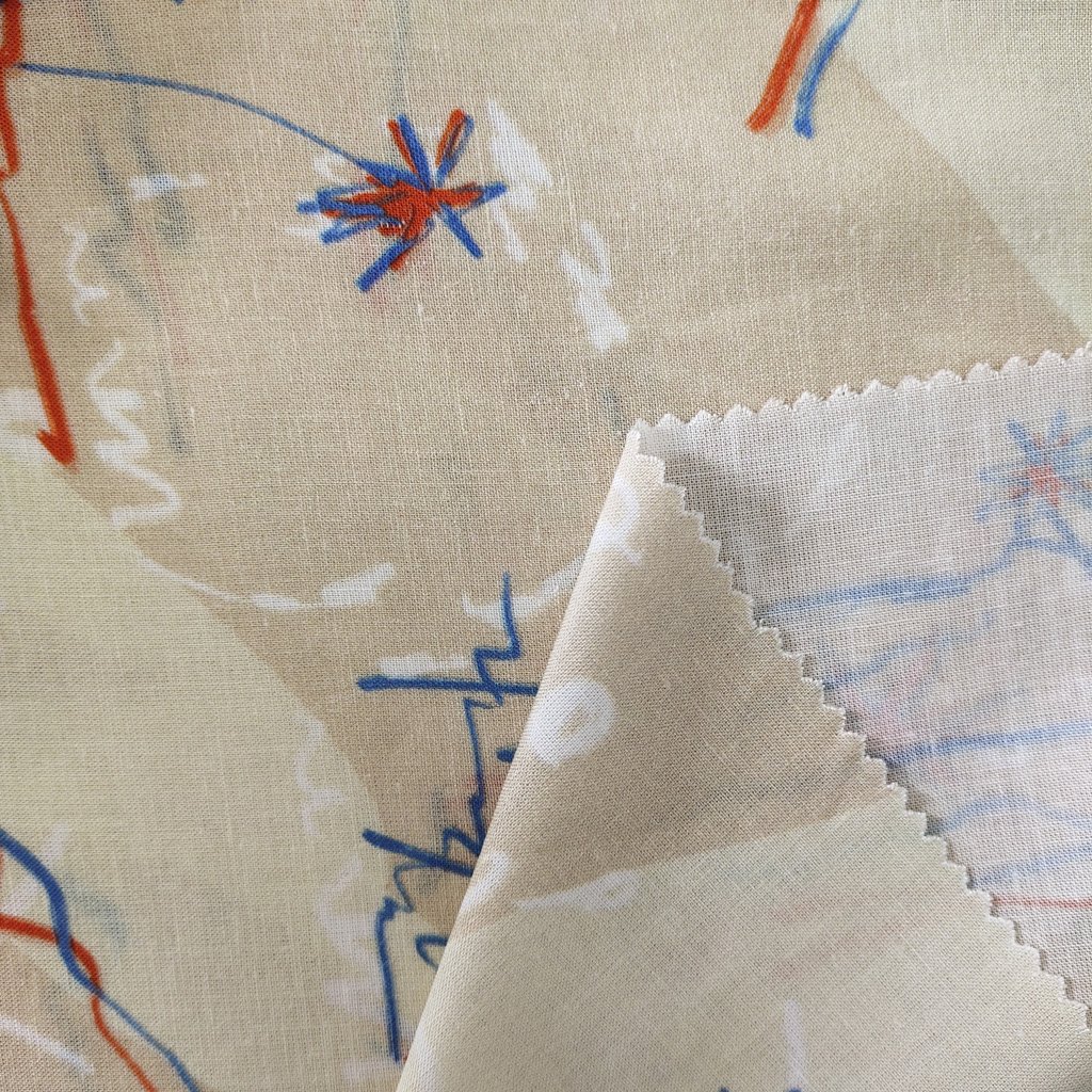 2024 New French Fabric Organic Wholesale Garments Digital Print Linen Printed Rayon Fabric For Kids Clothes