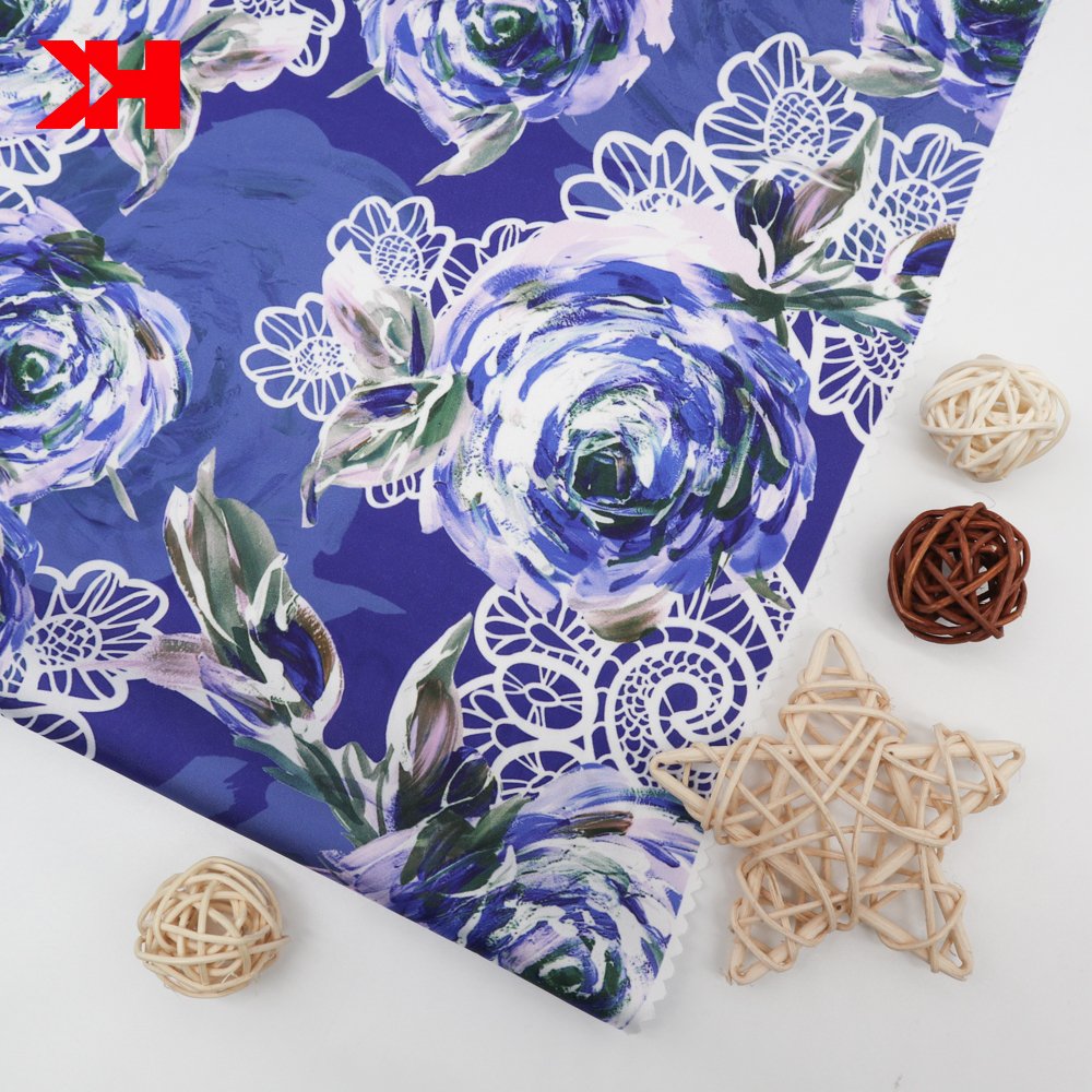 Kahn custom polyester flower digital printed fabrics for dresses