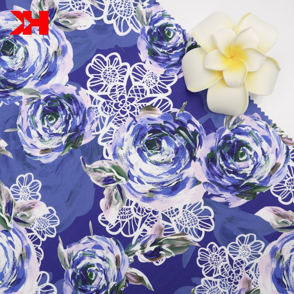 Kahn custom polyester flower digital printed fabrics for dresses
