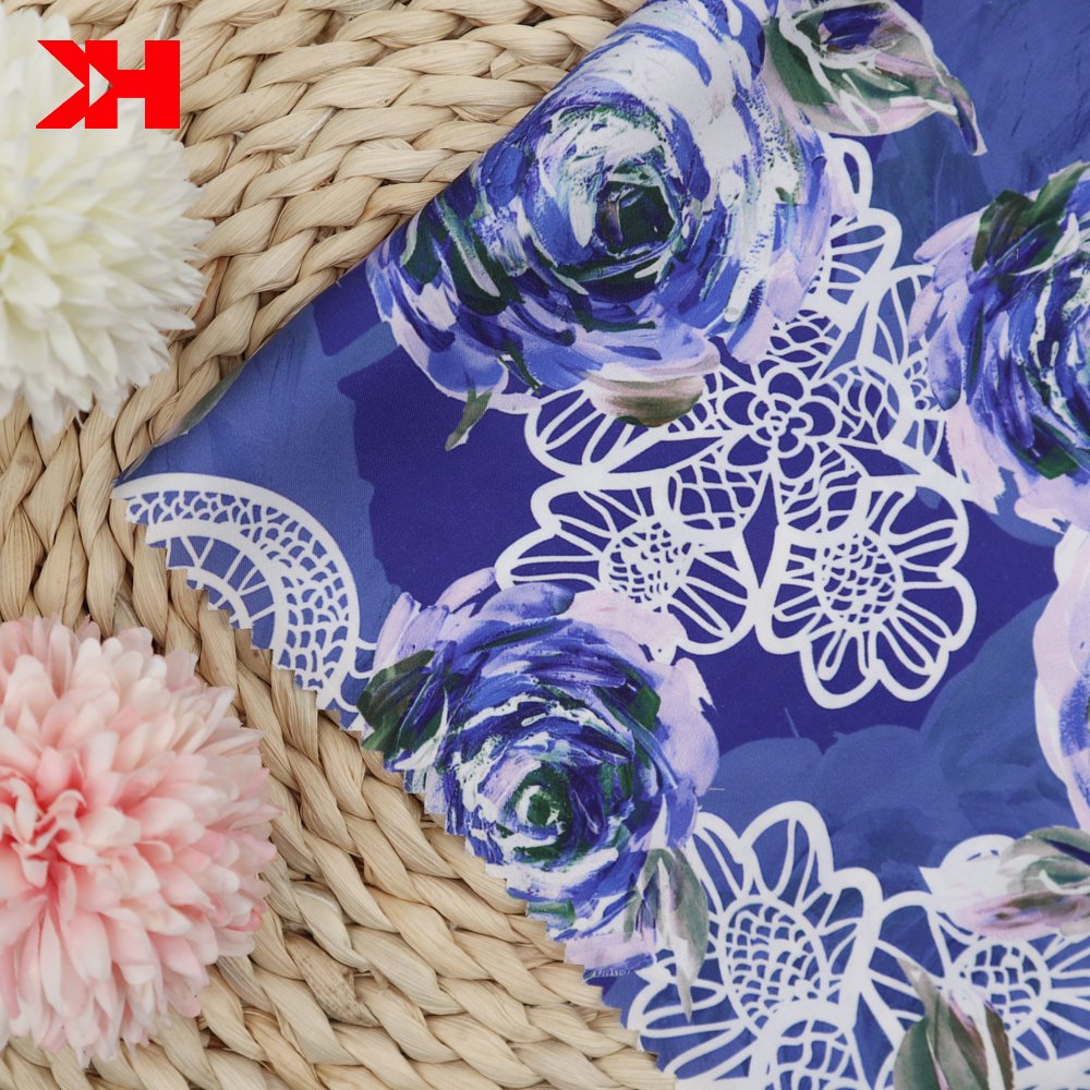 Kahn custom polyester flower digital printed fabrics for dresses