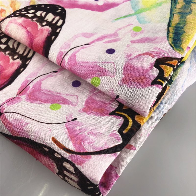 Environmentally friendly Custom Printed 100% Linen fabric for garment and pillow