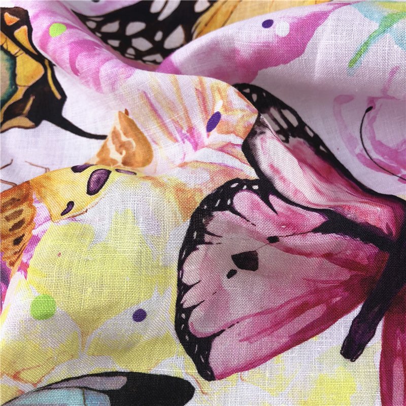 Environmentally friendly Custom Printed 100% Linen fabric for garment and pillow