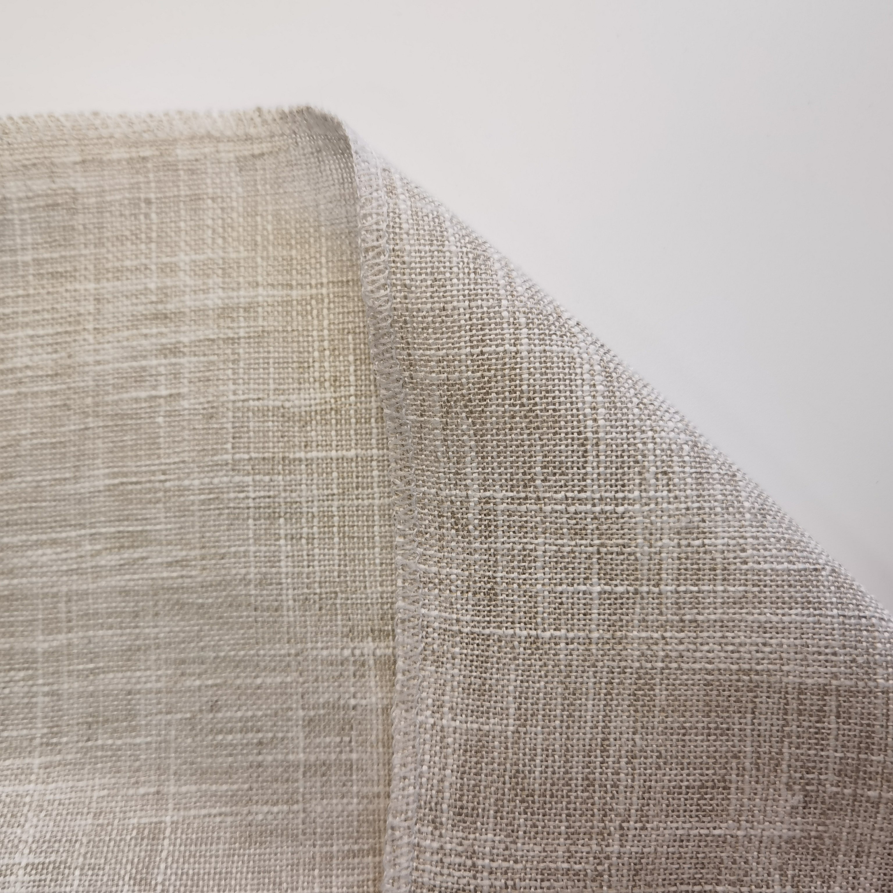 Stock modern linen look cation polyester sheer window curtain fabric
