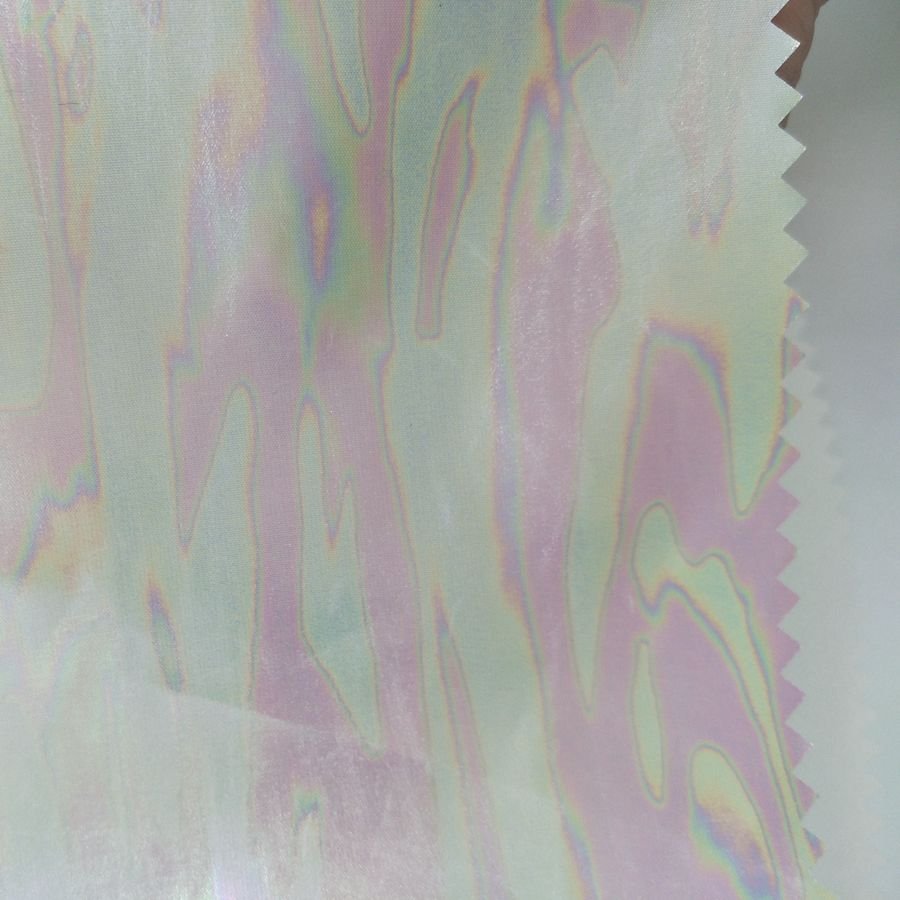 Foil Printing Laser Film Polyester Waterproof Taffeta Fabric for Jacket