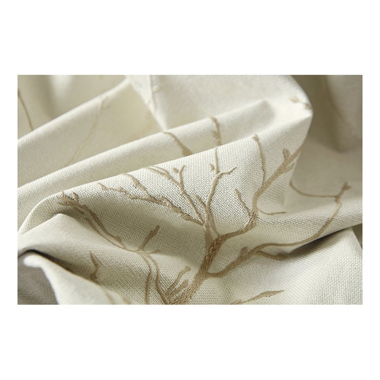 Thrifty Price Wholesale Chinese Style 3D Embroidered Floral Double Layer Window Beige Curtains Blinds For The Bed Room